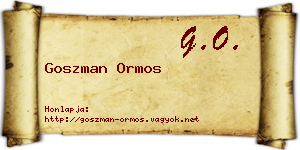 Goszman Ormos névjegykártya